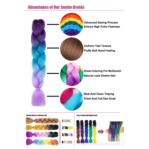 Wholesale hair extension high quality raw material ombre jumbo braid synthetic hair for braiding